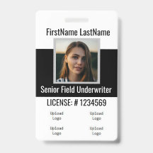 Crachá do Agente de Seguro - Parte frontal e Parte