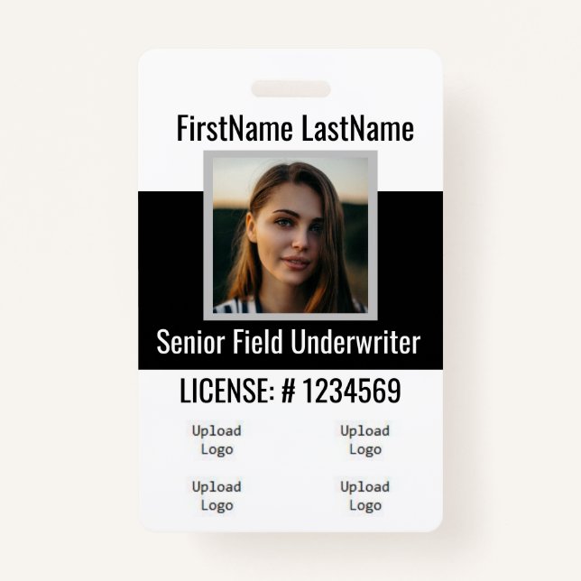 Crachá do Agente de Seguro - Parte frontal e Parte (Frente)