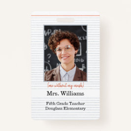 Crachá do Professor Photo ID, sala de aula, sem má