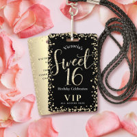 Doce 16 Chic Black Glitter Birthday VIP Pass