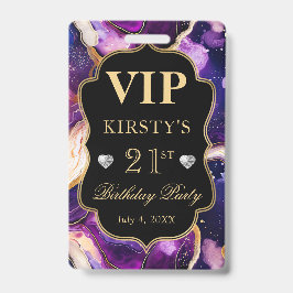 Crachá Dourado Roxo Celestial Brilho Ágata Aniversário VI