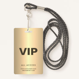 Crachá Dourado VIP Todos os Evento de Acesso Conflito de 