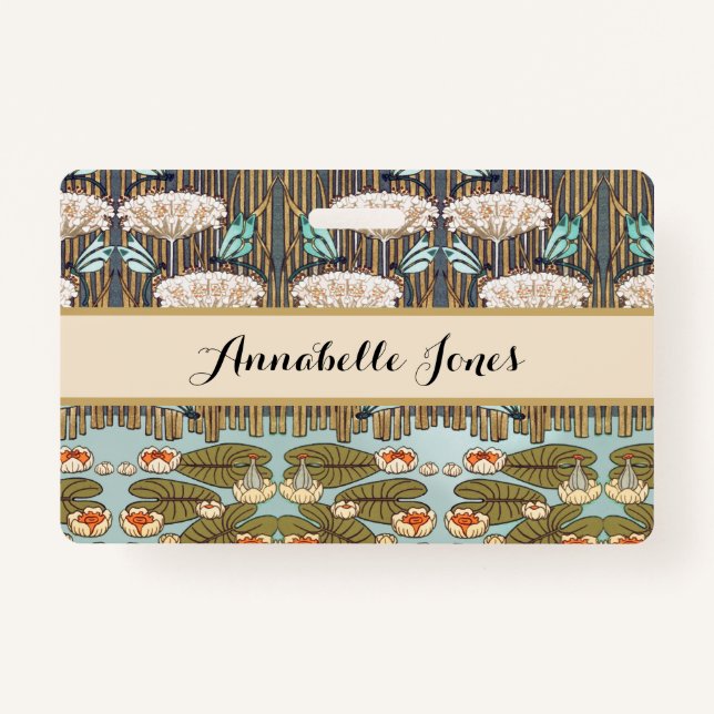 Crachá Dragões Água Lírios Marsh Art Nouveau (Frente)