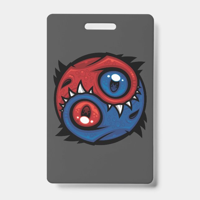 Crachá Dragões Yin Yang Vermelho e Azul (Frente)