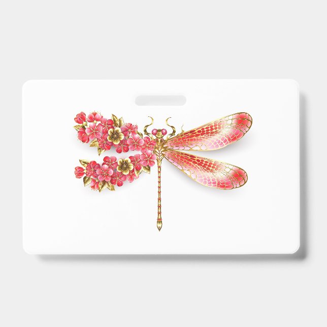 Crachá Dragonfly com joalheria sakura (Frente)