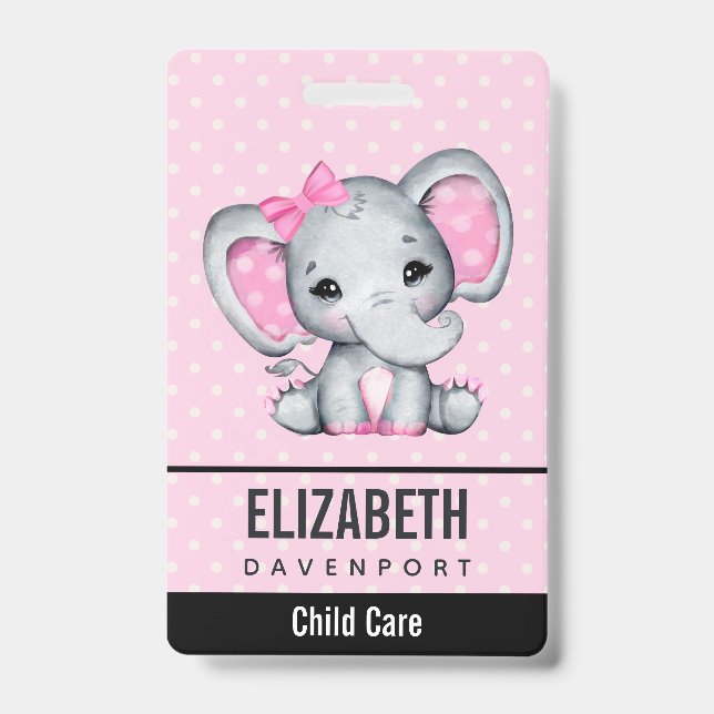Crachá Elefante-bebê rosa-claro com orelhas-Bolinhas (Frente)