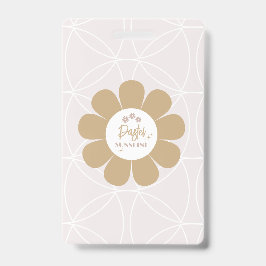 Crachá Elegância Retro Rosa Bege para Negócios