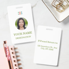 Crachá Elegant Custom Photo & Name Badge Design