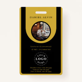 Crachá Elegant M Gold Black Work Office Identification ID