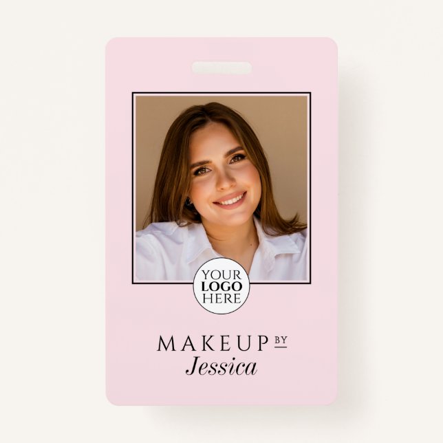 Crachá Elegant Typography Blush Pink Photo Makeup (Frente)
