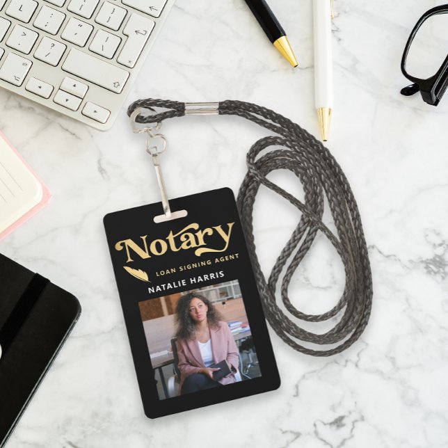 Crachá Elegante Agente de Empréstimo Notarial Photo Gold (Criador carregado)