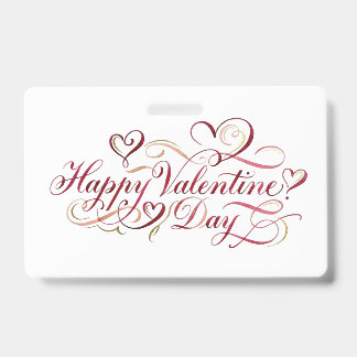 Crachá Elegante Caligrafia em Aquarela Feliz Dia dos Namo