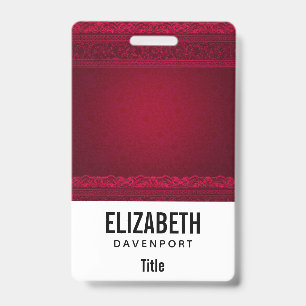Crachá Elegante e sofisticado fundo vermelho estiloso