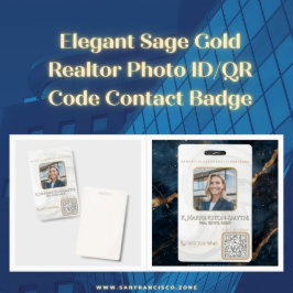 Crachá Elegante ID/QR Code de Contato do Corretor de Imóv