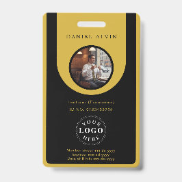 Crachá Elegante M Ouro Preto Trabalho Identificação ID