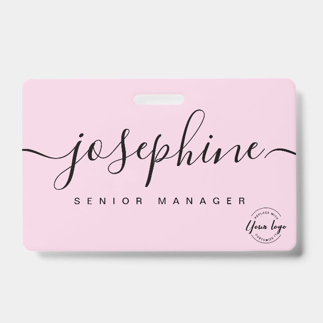Crachá Elegante nome de logotipo comercial personalizado  (Frente)