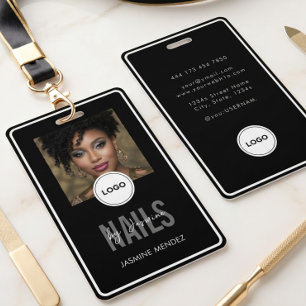 Crachá Elegante pulseiras de foto em preto e branco com t