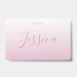 Crachá Elegante Script e Pink (qualquer cor) Ombre Editáv
