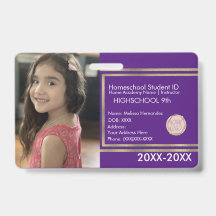 Elegantes IDs de Escola em Casa Escola ID Roxo Dou