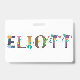 Crachá ELIOTT Primeiro Nome Elegante Bordado