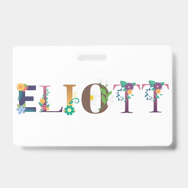 Crachá ELIOTT Primeiro Nome Elegante Bordado (Frente)