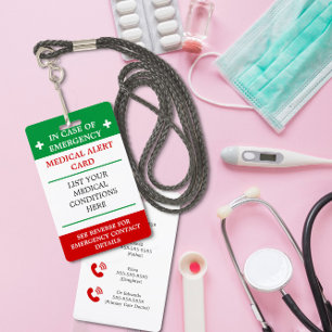 Crachá Em caso de situação médica de emergência Cartão IC