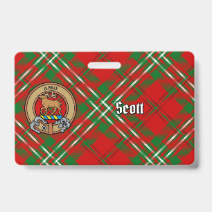 Crachá Emblema do Clã Scott sobre Tartan Vermelho