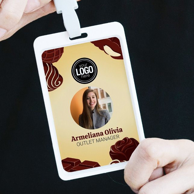 Crachá Emblema Personalizado de Negócios de Chocolate Mod (Criador carregado)