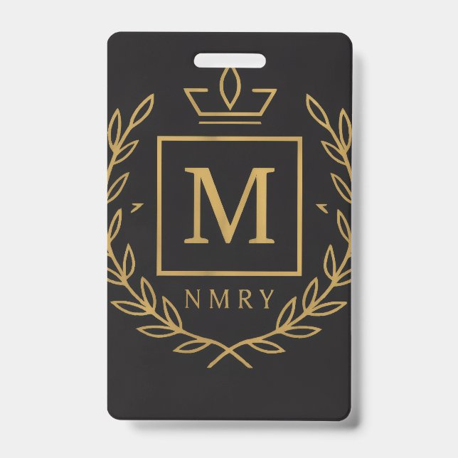 Crachá "Emblema Real NMKY – Design de Crista com Monogram (Frente)
