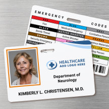 Emergency Codes Hospital Employee Photo ID Badge