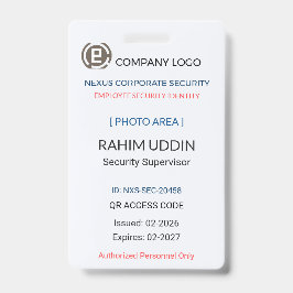 Crachá Employee Badge | Security ID – Photo Card