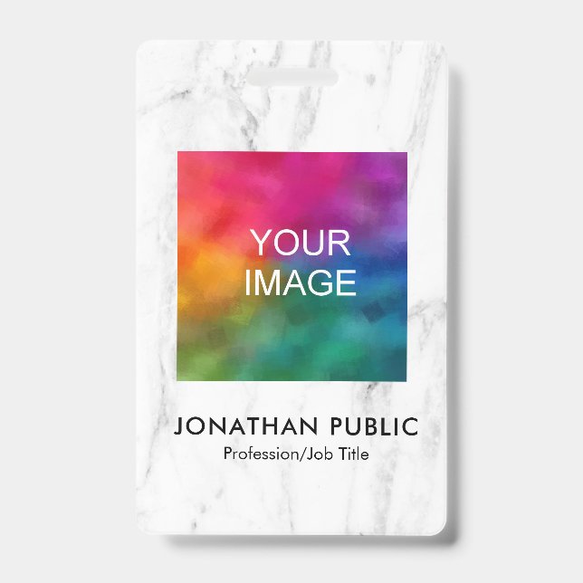 Crachá Employee Photo Logo Name And Title Modern ID (Frente)