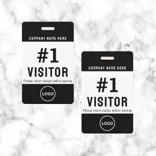 Crachá Empresa de Logotipo de Visitante Moderno Preto
