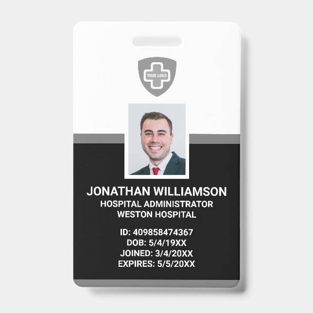 Crachá Empresa Personalizada de ID de Foto, Código de Bar (Front)