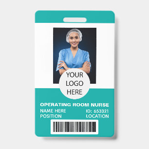 Crachá Enfermeira de Sala de Operações Médicas ID Foto