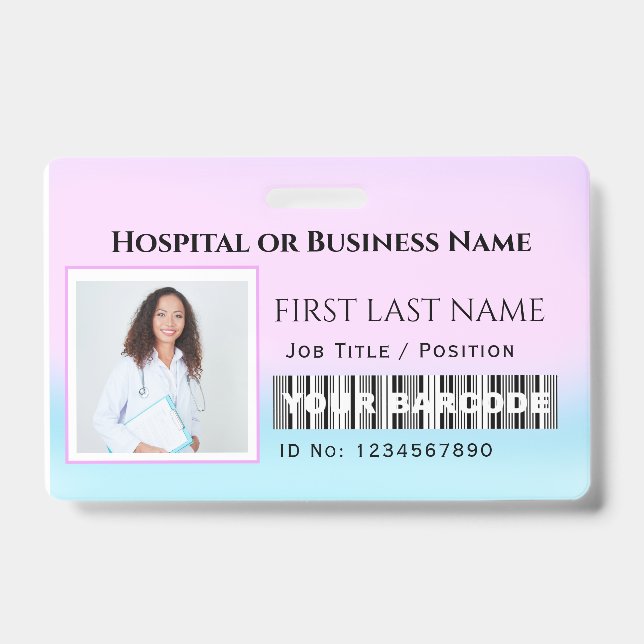 Crachá Enfermeira fotográfica com código de barras Horiso (Front)