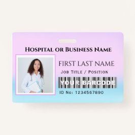 Crachá Enfermeira fotográfica com código de barras Horiso