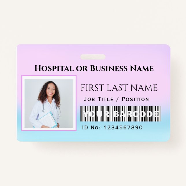 Crachá Enfermeira fotográfica com código de barras Horiso (Frente)