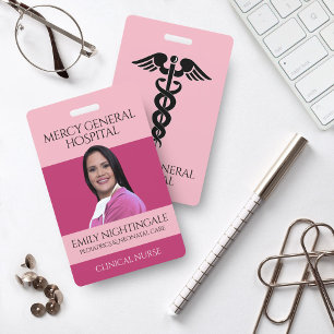 Crachá Enfermeira Médica Rosa Hospital de Caduco