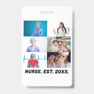 Crachá Enfermeira Personalizada EST 20XX 6 colagem de fot