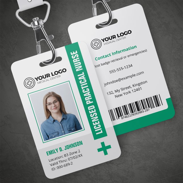 Crachá Enfermeira Prática Licenciada Verde LPN Código de  (Criador carregado)