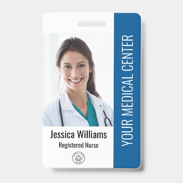Crachá Enfermeira Registrada ID Funcionário Azul (Frente)