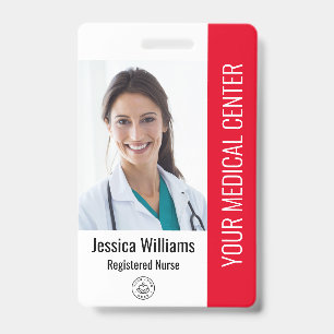 Crachá Enfermeira Registrada ID Funcionário Vermelho