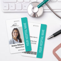 Enfermeira Registrada RN ID Médico Teal de Trabalh