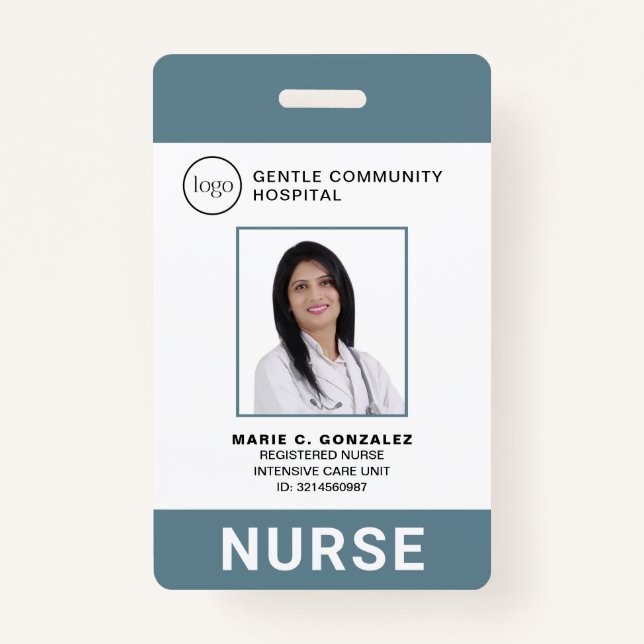 Crachá Enfermeiro de identificação de fotos com logotipo  (Frente)