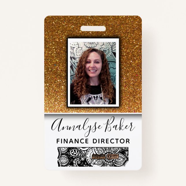 Crachá Enfermeiro Dourado Glitter Professional CNA Dr. Ph (Frente)