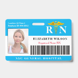 Crachá Enfermeiro| ID de Foto de Funcionário Médico Hospi