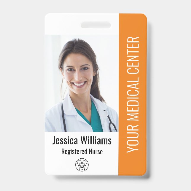 Crachá Enfermeiro Registrado RN ID Funcionário Laranja (Frente)