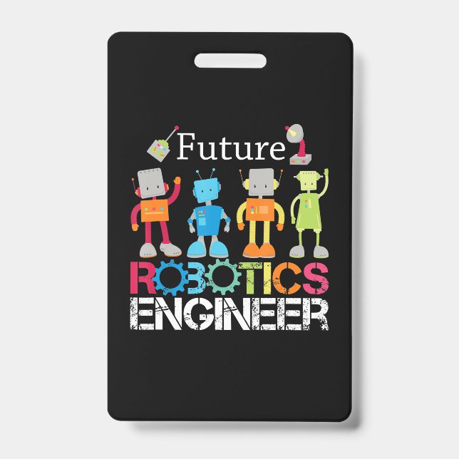 Crachá Engenheiro Robótico Futuro Robôs Oferta de Fantasi (Frente)