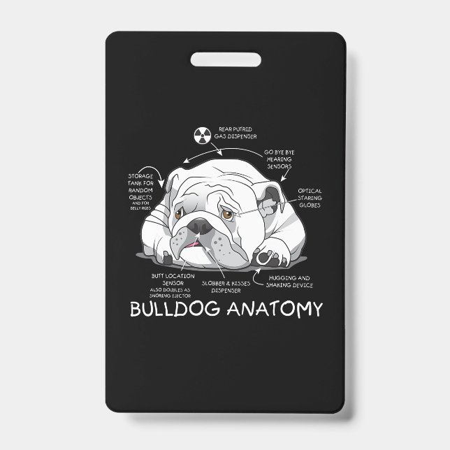 Crachá Engraçado Cachorro Inglês Anatomia Cão Biologia (Frente)